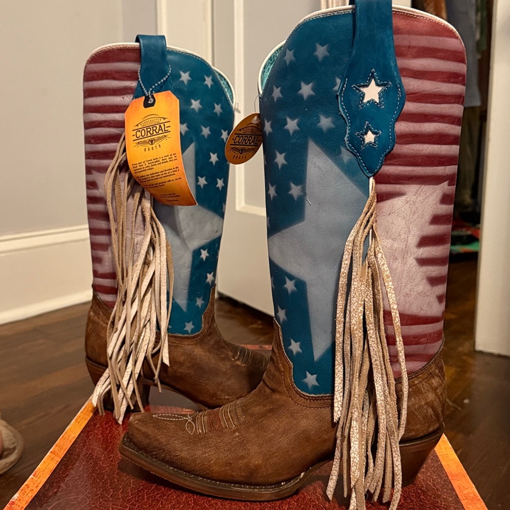 Corral Patriotic Fringe Cowboy Boots